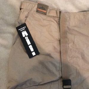 Khaki colored camping shorts